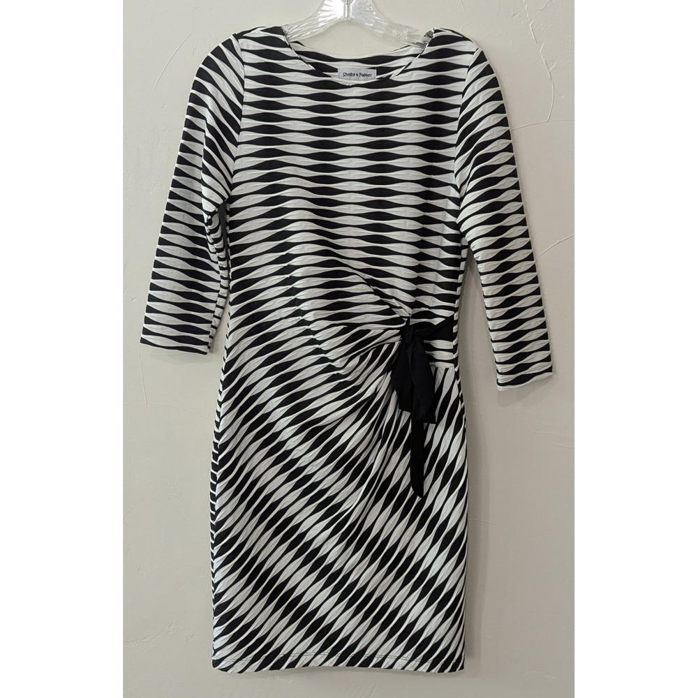 Shelby‎ & Palmer Women's Dress Size 6 Black & White Geometric Pattern Side Tie